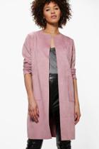 Boohoo Sarah Suedette Edge To Edge Jacket Nude