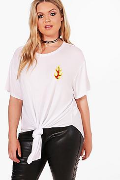 Boohoo Plus Emma Flame Badge Tee