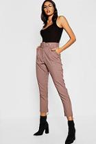 Boohoo Check Belted Tapered Trouser