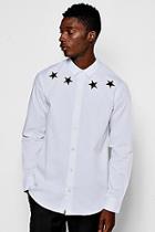 Boohoo Long Sleeve Star Embroidered Shirt