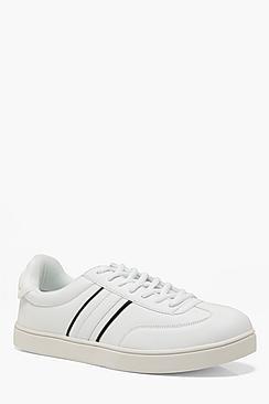 Boohoo Faux Leather Retro Cupsole Trainer