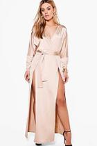 Boohoo Plus Verity Slinky Plunge Split Maxi Dress