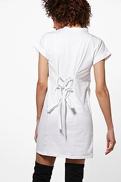Boohoo Rezy D-ring Lace Up T-shirt Dress