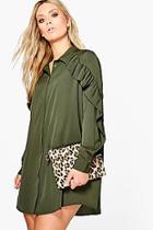 Boohoo Plus Jessie Ruffle Sleeve Shirt Dress