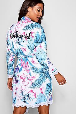 Boohoo Stella Bridesmaid Tropical Floral Robe