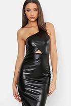 Boohoo Tall One Shoulder Pu Bodycon Midi Dress