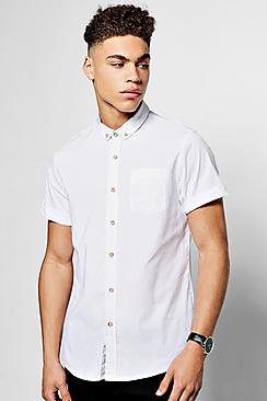 Boohoo White Short Sleeve Oxford Shirt