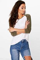 Boohoo Tall Darcie Baseball Contrast Raglan Tee