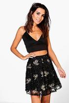 Boohoo Boutique Alala Embroidered Sequin Skater Skirt