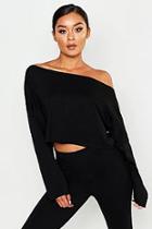 Boohoo Off The Shoulder Cropped Cotton Sweater