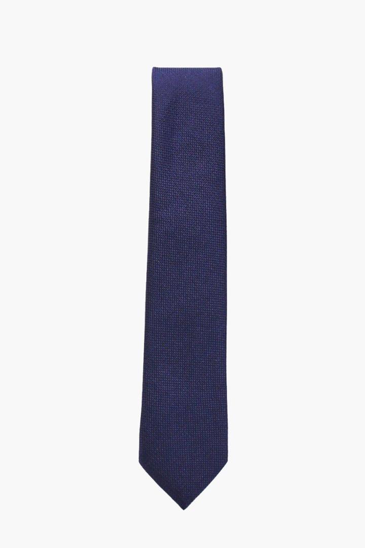 Boohoo Plain Textured Tie Navy