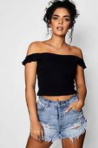 Boohoo Libby Rib Vest With Frill On Straps