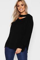 Boohoo Plus Choker Side Split Jumper