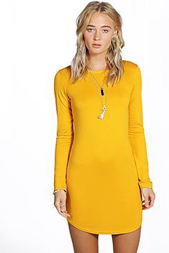 Boohoo Larissa Curved Hem Bodycon Dress