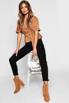 Boohoo Button Down Belted Cord Shirt