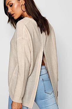 Boohoo Long Sleeve Jumper With Zip Back Detail