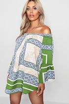 Boohoo Plus Scarlet Boarder Print Tunic Dress