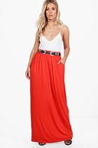 Boohoo Plus Rae Pocket Front Jersey Maxi Skirt