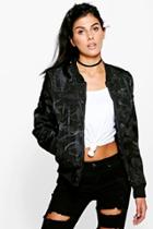 Boohoo Boutique Nicole Jacquard Camo Ma1 Bomber Black