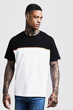 Boohoo Loose Fit Colour Block Chest Panel Tee With Piping