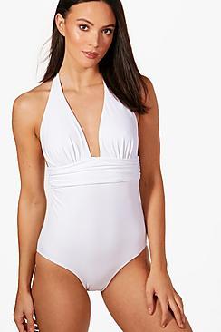 Boohoo Tall Katie Halterneck Plunge Swimsuit