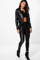 Boohoo Rose Quilted Leather Look Panel Leggings