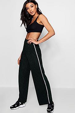 Boohoo Lurex Sports Rib Track Pants