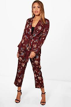 Boohoo Evie Floral Belted Blazer