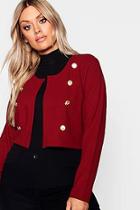 Boohoo Plus Gold Button Crop Jacket