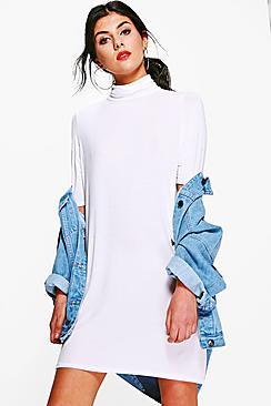 Boohoo Turtle Neck T Shirt Dress