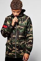 Boohoo Hooded Camo Parka W/ Contrast Red Panel