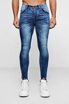 Boohoo Spray On Skinny Jeans With Destroyed Zip Hem