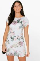 Boohoo Madeleine Floral Curved Hem Shift Dress Multi
