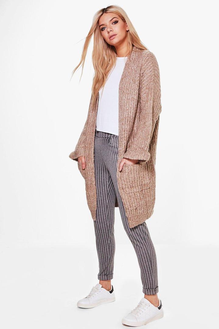 Boohoo Laura Oversized Cardigan Beige