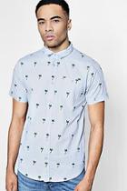 Boohoo Short Sleeve Palm Tree Print Shirt