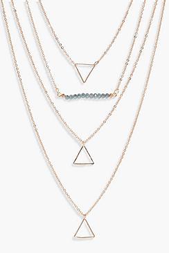 Boohoo Lexie Bead & Triangle Layered Necklace