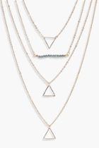 Boohoo Lexie Bead & Triangle Layered Necklace