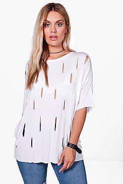 Boohoo Plus Kara Slash Front Oversized T-shirt