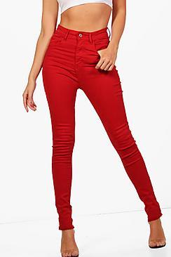 Boohoo Mary Mid Rise Destroyed Hem Skinny Jeans