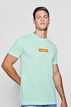 Boohoo Man Orange Box Logo Print T-shirt