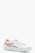 Boohoo Sophie Floral Embroidered Trainer