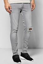 Boohoo Skinny Fit Distressed Grey Jeans