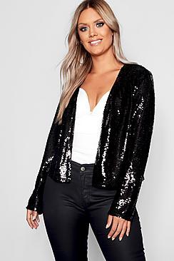 Boohoo Plus Sequin Crop Jacket