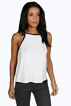 Boohoo Alicia Contrast High Neck Swing Cami