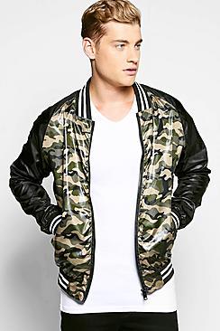 Boohoo Lightweight Nylon Camo Sports Rib Lined Jacket
