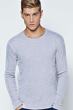 Boohoo Long Sleeve Crew Neck Ribbed T Shirt
