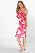 Boohoo Ava Bondeau Ruffle And Midi Shirt Co-ord