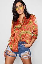 Boohoo Alexis Scarf Print Oversized Shirt