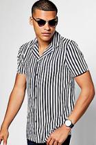 Boohoo Short Sleeve Wide Stripe Revere Collar Shirt