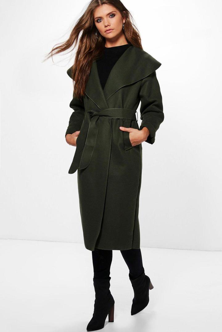 Boohoo Tall Kate Shawl Jacket Khaki